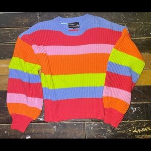 Broadway 38 Rainbow Striped Cropped Sweater SizeXL